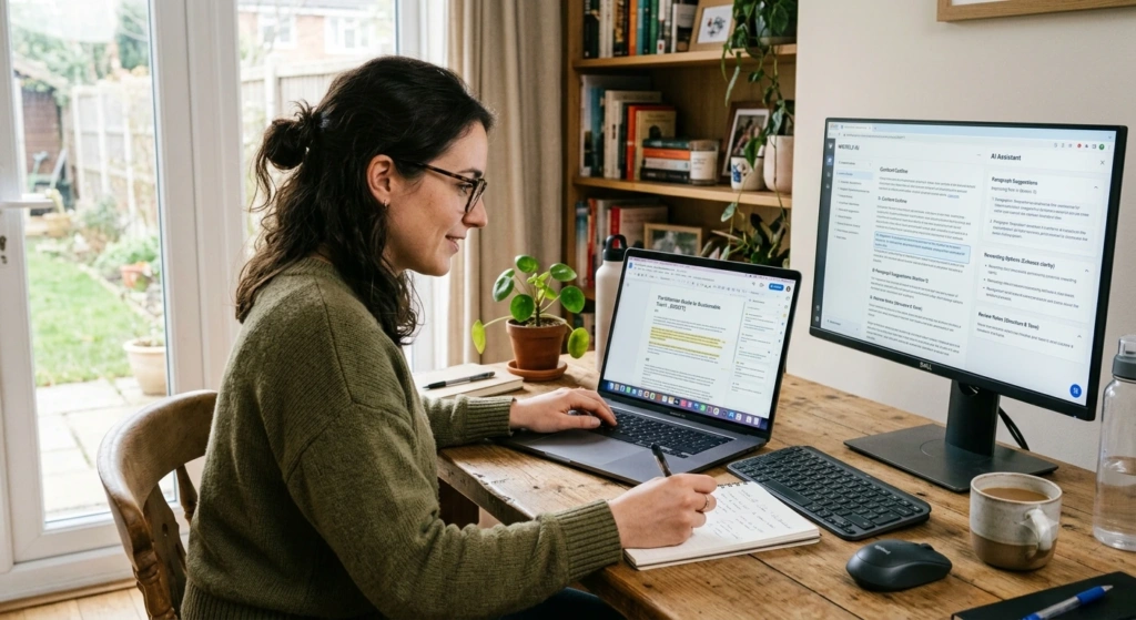 AI assistant helping edit a long-form article
