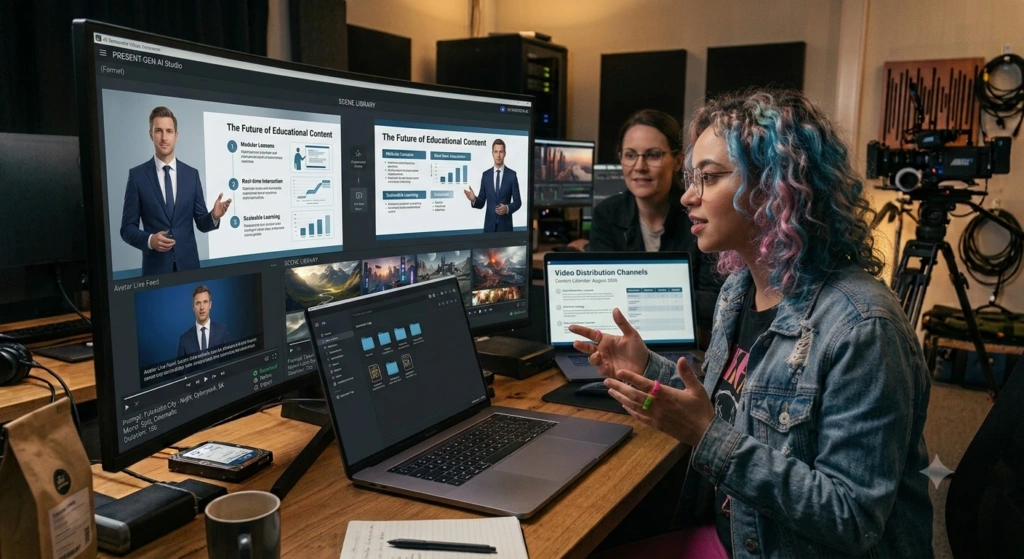Best Digital presenter creating a business video on AI avatar with hey gen 