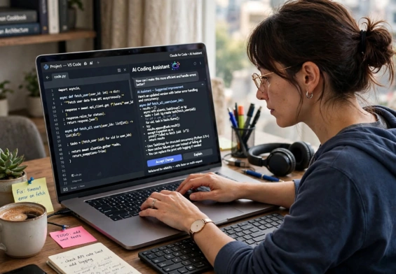 Developer using AI tools for programming