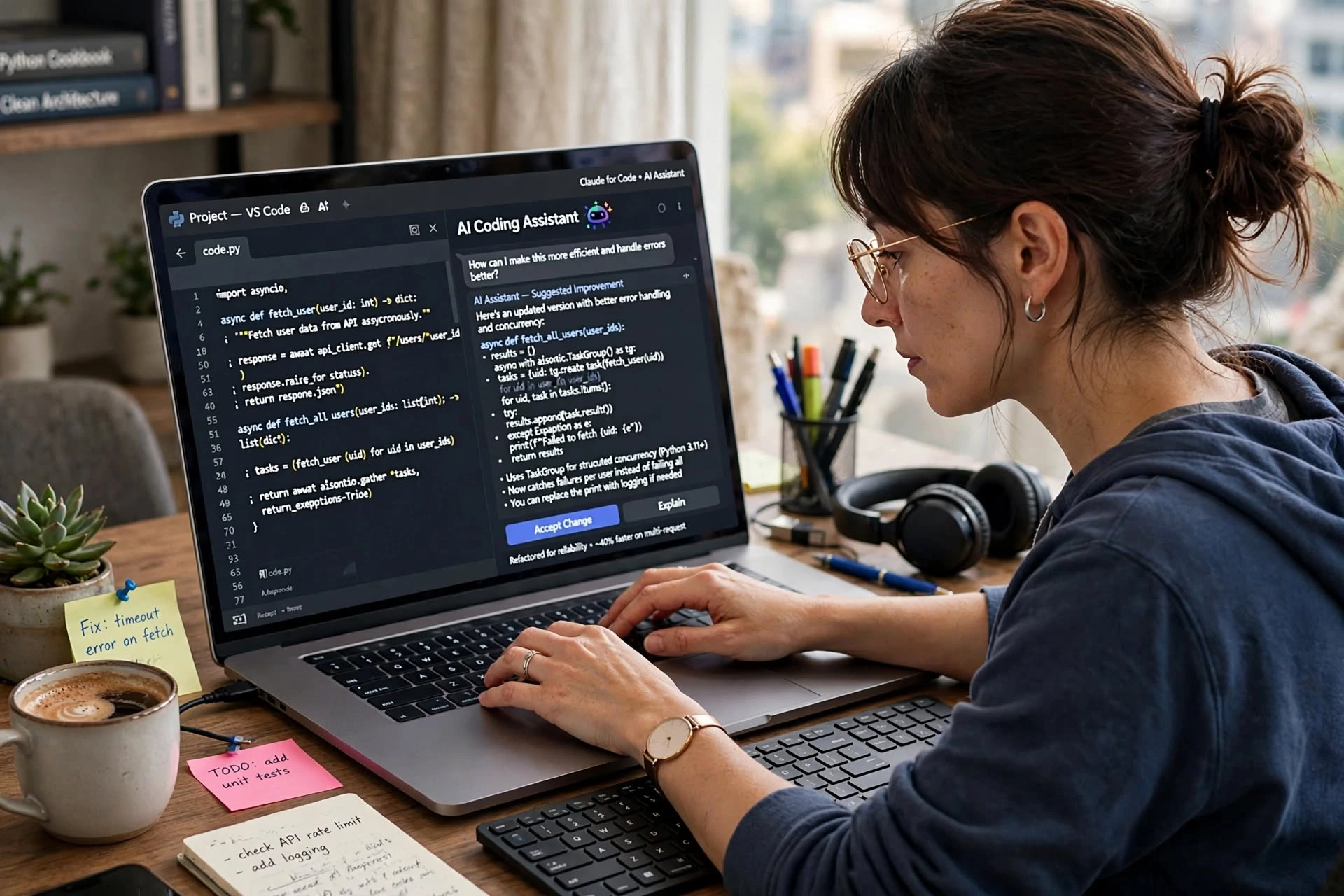 Developer using AI tools for programming