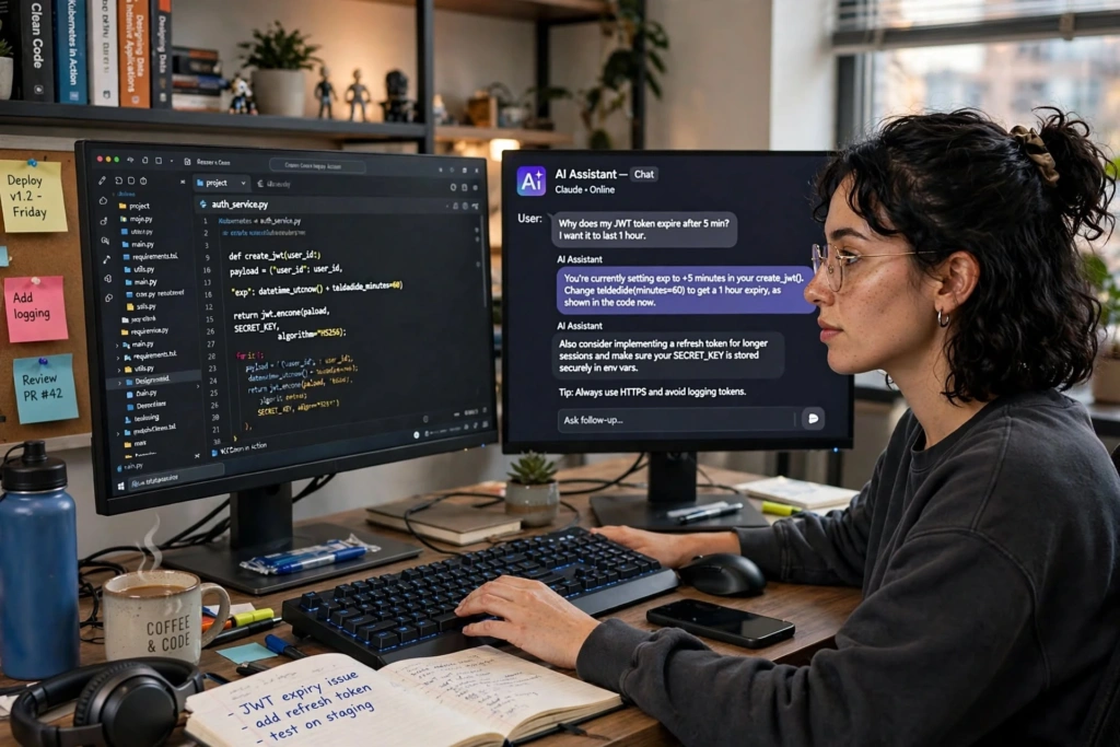 Developer using an AI coding assistant
