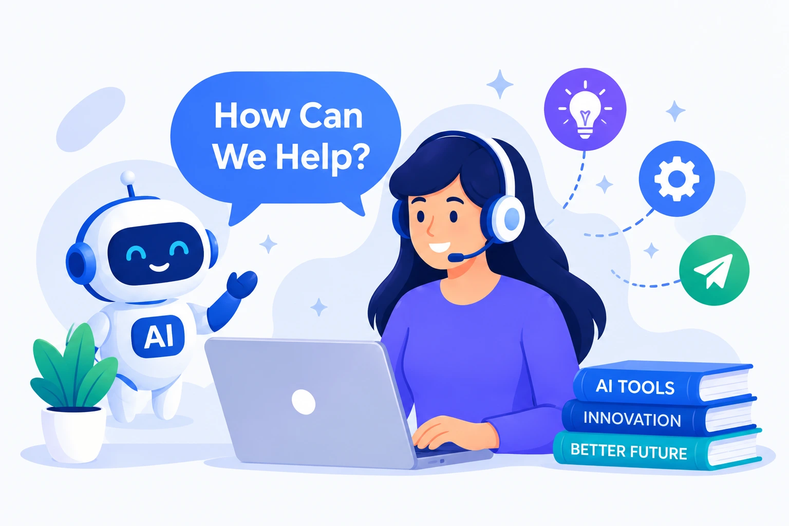 AI tools contact support illustration